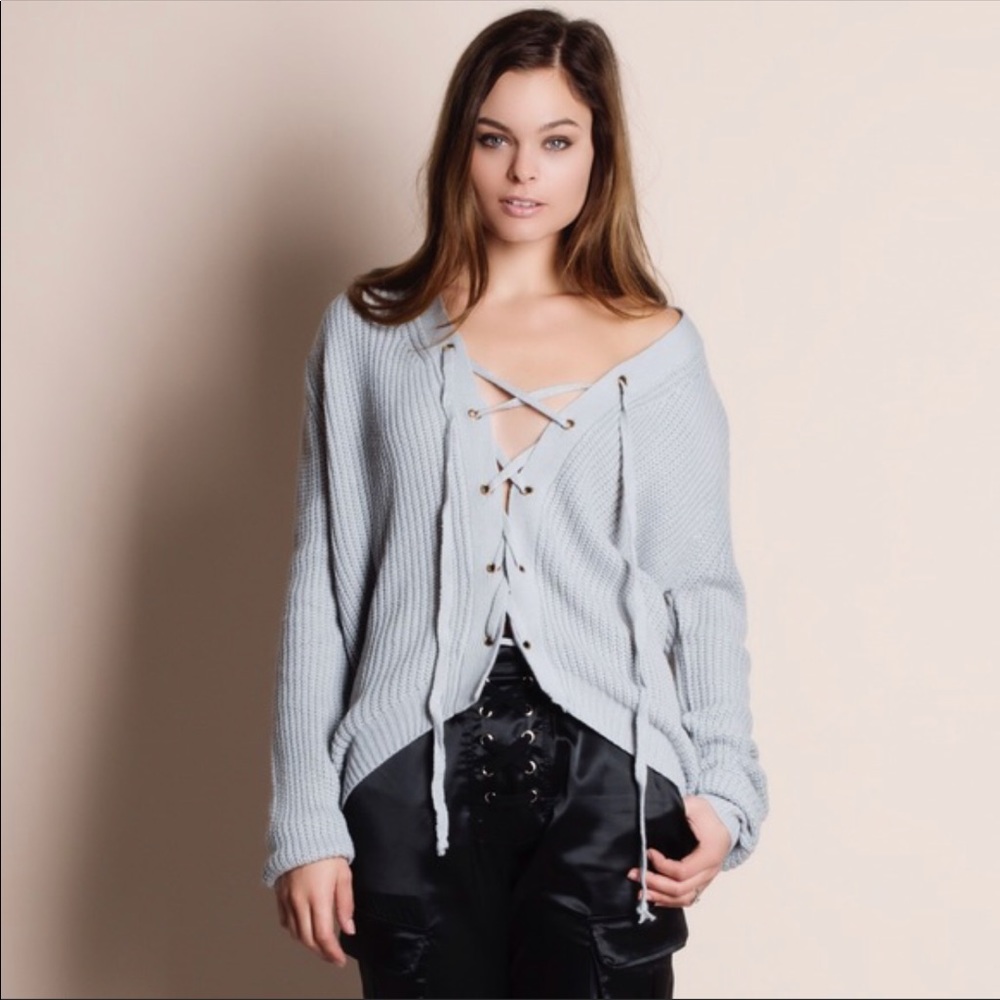 Bare Anthology Lace up Sweater - Picture 2 of 3